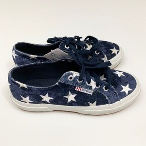 NWT Superga Velvet Navy and White Star Shoes